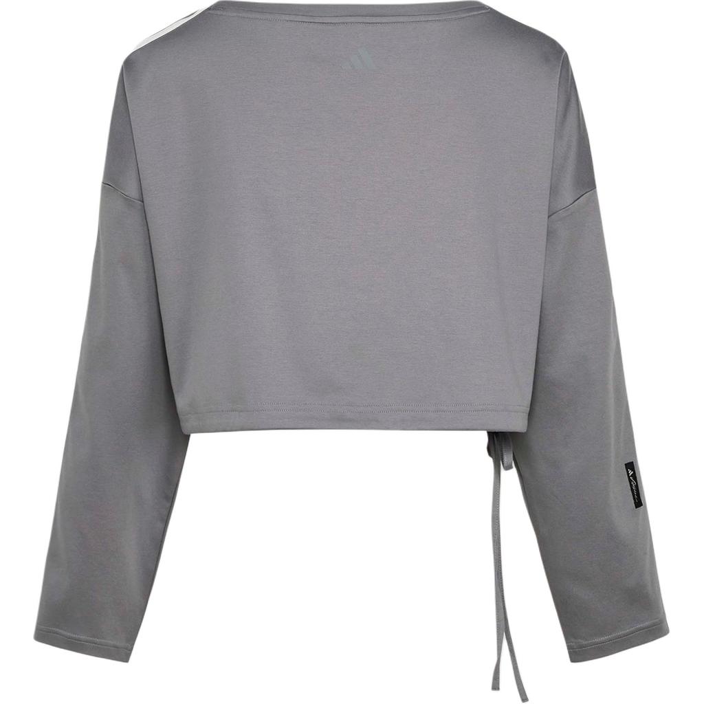 Adidas Танцевальная серия Three Stripes Повседневная футболка с длинным рукавом и спущенной линией плеча из чистого хлопка для женщин tops KX8924