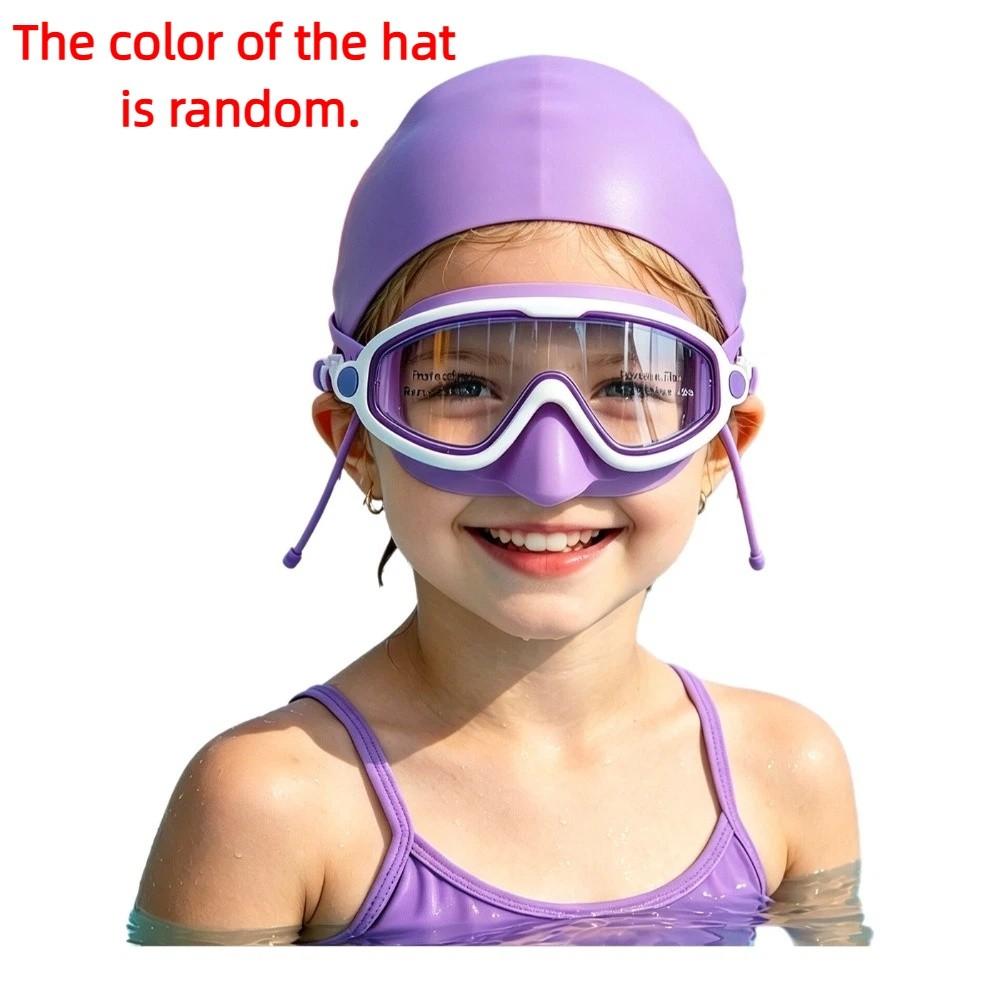 Anti-Fog Kids Swim Goggles UV Protection Diving Eyewear Fashion Silicone Swim Cap Racing Swim