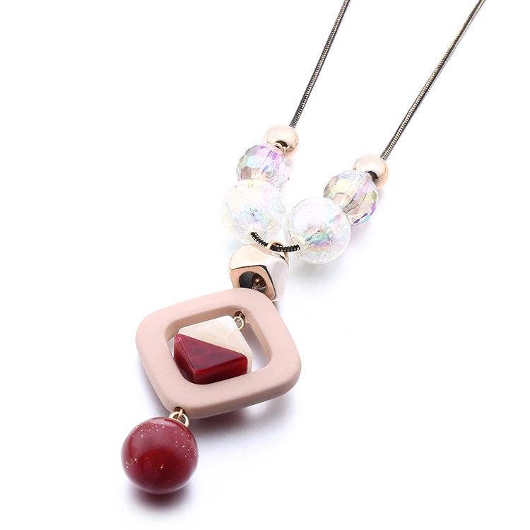 JMXD-Acrylic Necklace Women, Painted Bead Pendant Sweater Chain, New Accessories Fashion Jewelry