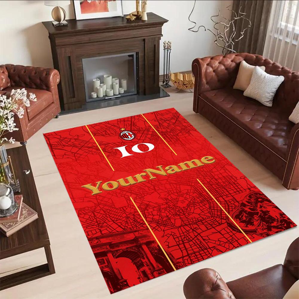 Ac Milan Customize Text Area Rug Suitable for Entryway Bedrooms Outdoor Study room Anti-slip Rug Office home decor Perfect Gift for Women/Men