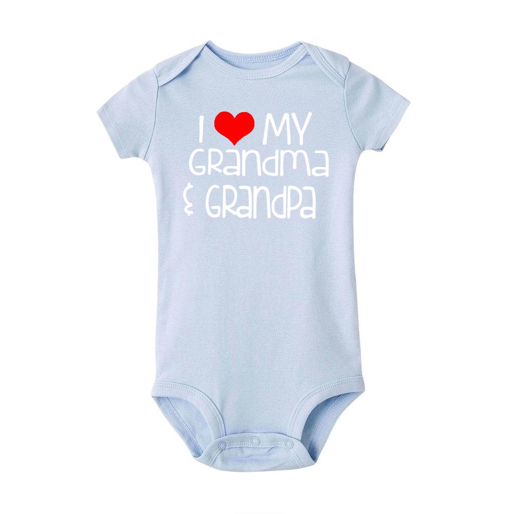 Baby Romper I Love My Grandma and Grandpa Print Bodysuit Infant Romper Short Sleeve