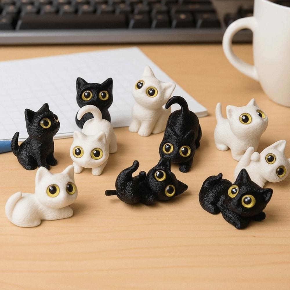 PLA 3D-печатные фигурки кошек Игрушки Модель Котёнок Микро-ландшафтные поделки Дом с привидениями