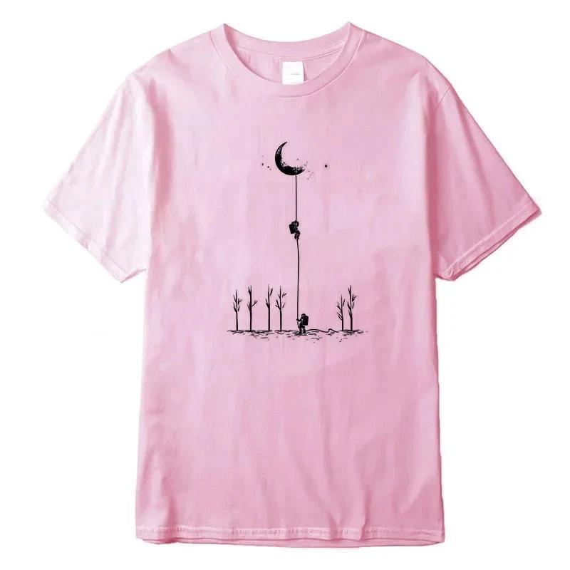 Мужская футболка высшего качества, 100% хлопок, крутая, забавная, с принтом астронавта, повседневная, свободная, мужская футболка с круглым вырезом, мужские футболки