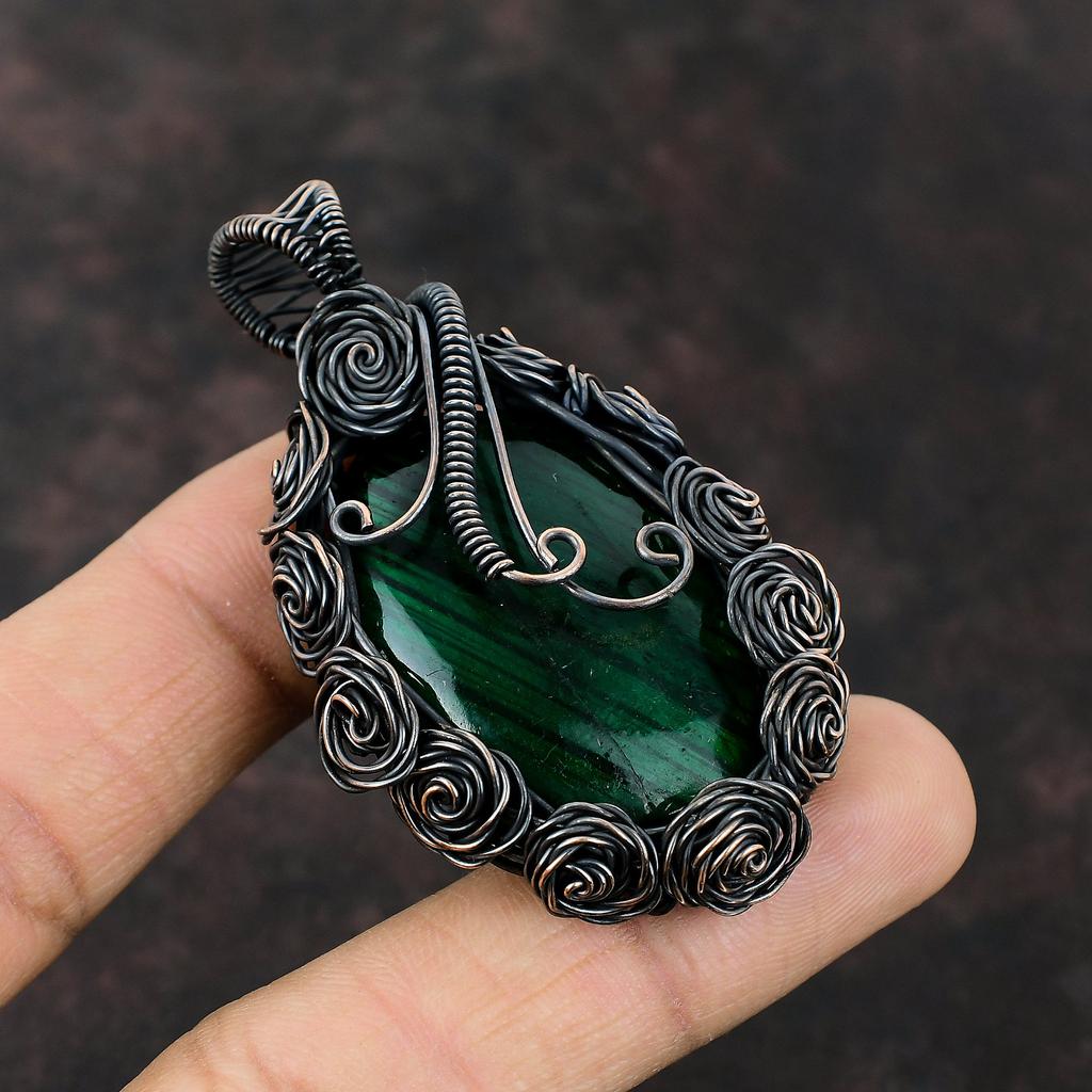 Зеленый огонь, лабрадорит, кулон, медная проволока, кулон, медные украшения ручной работы, оригинальный кулон с драгоценным камнем, проволочная пленка, ювелирный подарок для мамы