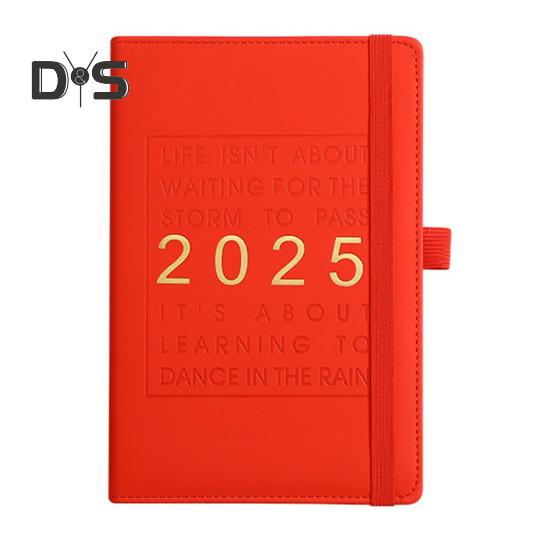 Планировщик 2025 года Еженедельный ежемесячный твердый переплет из искусственной кожи Вдохновляющие цитаты Ежемесячный обзор Ежедневные блоки Эластичная застежка Планировщик A5
