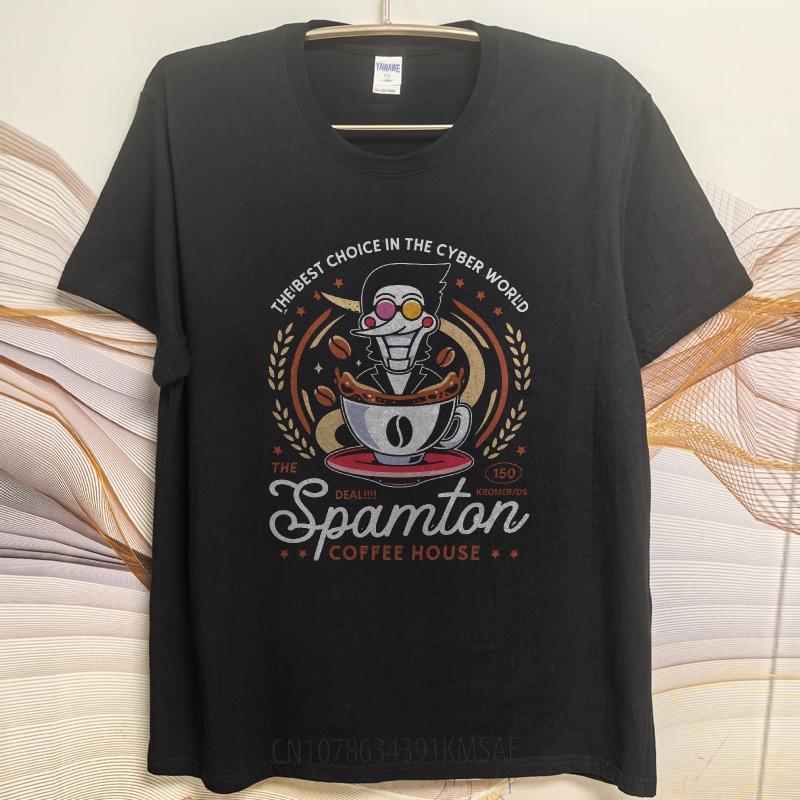 Stylish For Her Summer Tshirt Cyber Coffee Robot Cup Design Logo Short Sleeve Solid Color Oneck For Her Tee Shirt Man Tee Shirt