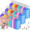 12/36Pcs Writable Keychain Tags Reusable Name Identification Tags Plastic Key Tags with Blank Paper Keys Travel Accessories