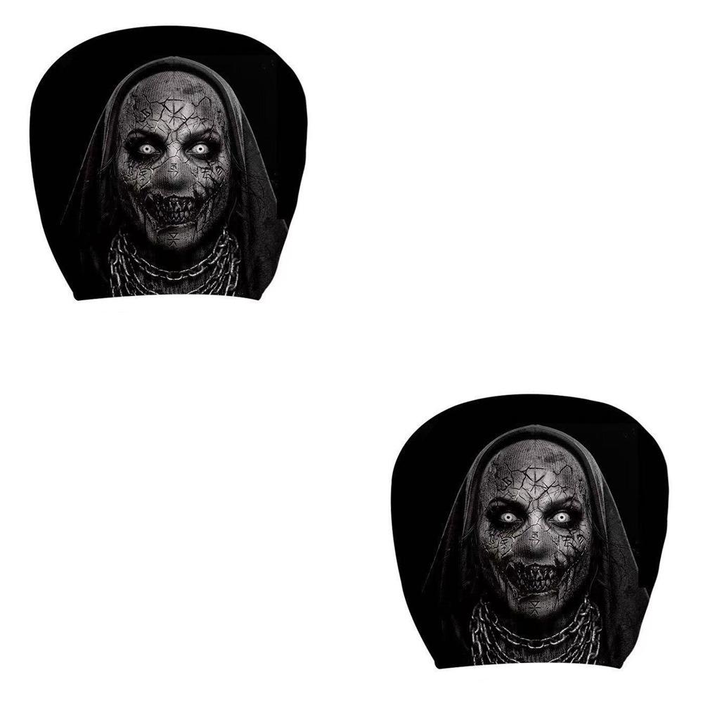 2Pcs Comfortable Halloween Car Headrest Cover Automotive Seat Headrest Cover All Seasons Use