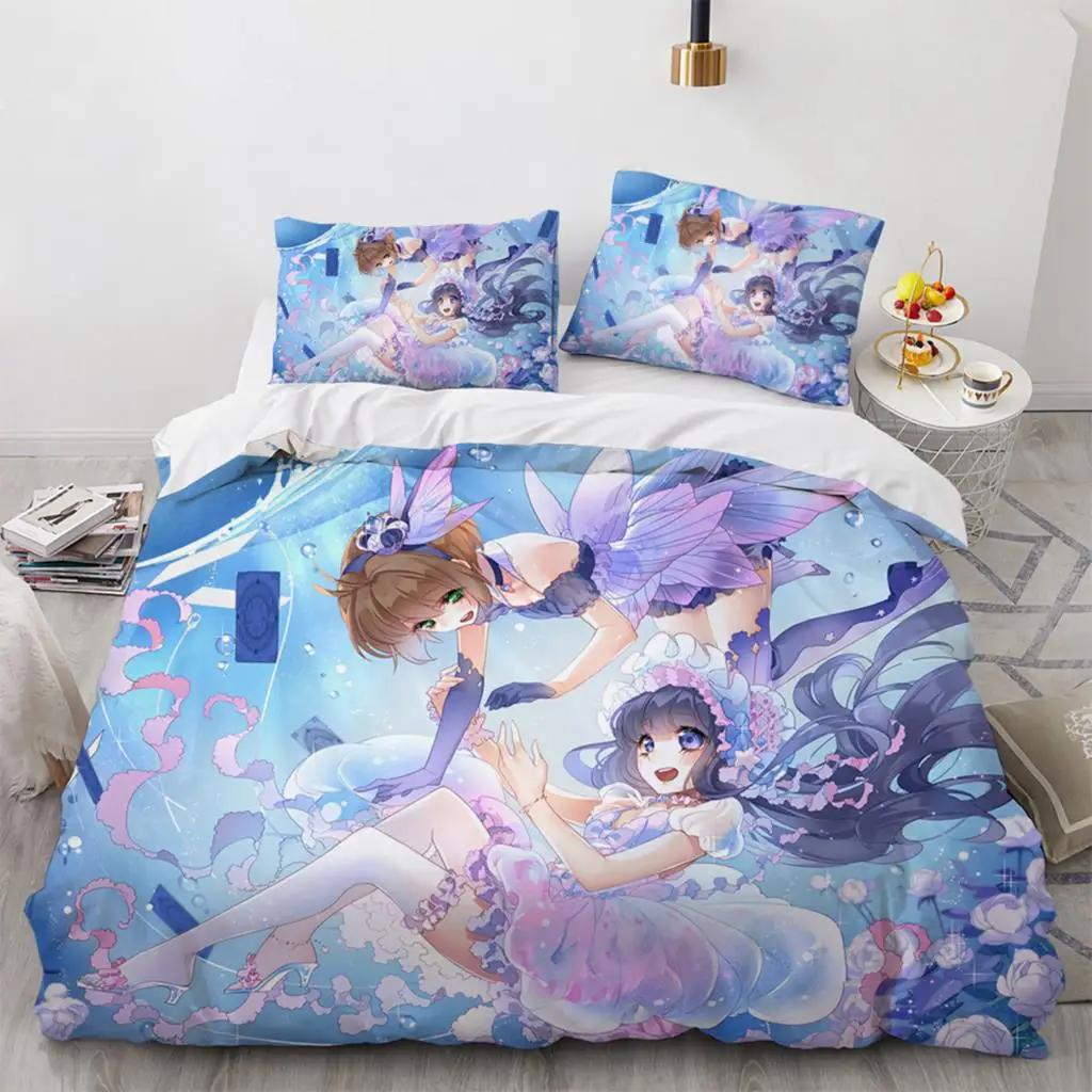 Аниме Cardcaptor Sakura Комплект постельного белья для мальчиков и девочек Twin Queen Size Пододеяльник Наволочка Кровать Дети Взрослые Мода Домашний текстиль Текстиль