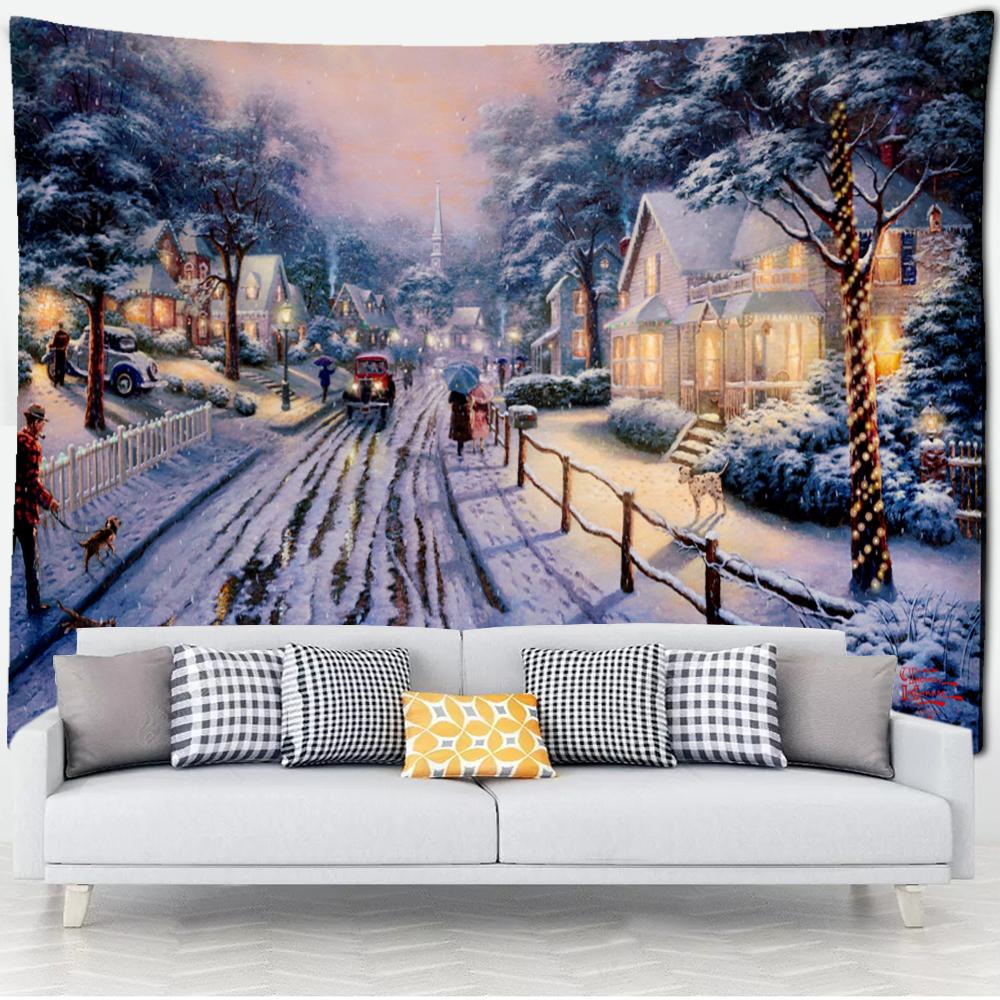 Лесная хижина гобелен настенная картина маслом фон ткань печать психоделическое колдовство богемный декор