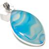 Голубой кружевной агат драгоценный камень 925 стерлинговое серебро ювелирный кулон 2.68"