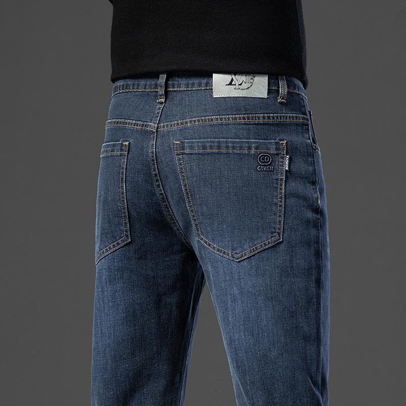Мужские узкие прямые джинсы большого размера — удобные, мягкие, дышащие деловые брюки на весну и осень
