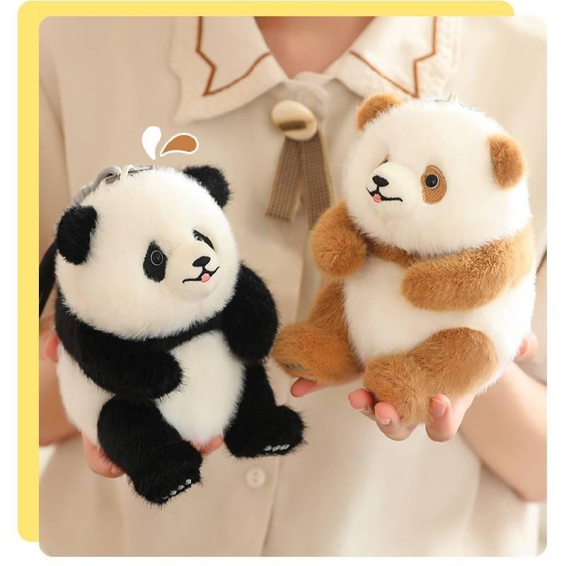 Fubao He Qizai Hua Panda Plush Toy Keychain Cartoon Stuffed Doll Decoration Bag