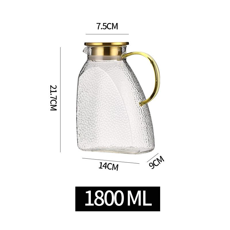 Hammered Textured Glass Pitcher: Large Capacity, Heat-Resistant, High Borosilicate for Cold Water & Juice