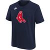T-Shirt Mlb Round Neck Comfortable Letter Solid Color Short Sleeve Kids Tops Navy-Blue 3Z3B7NMB7-BOS