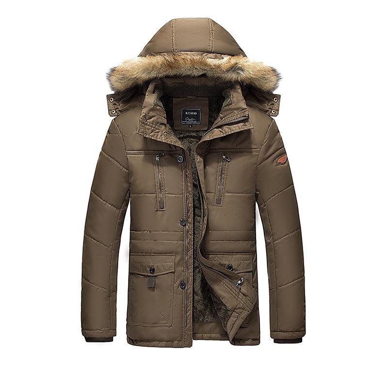 Cotton Jacket Men's Winter Coat Collar and Hooded Plus Size Cotton-padded Jacket Long Cotton-padded Jacket