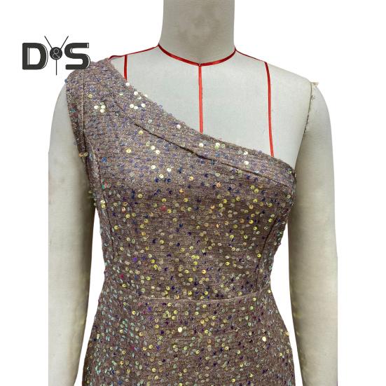 Женское вечернее платье с косым вырезом на одно плечо, без рукавов, с пайетками, с разрезом по низу, облегающее платье для выпускного вечера, летнее вечернее платье макси