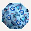 Disney Stitch,Hibiscus,Cartoon Manual Opening and Closing Umbrella, 8-Rib Reinforced Folding Design, Lightweight
