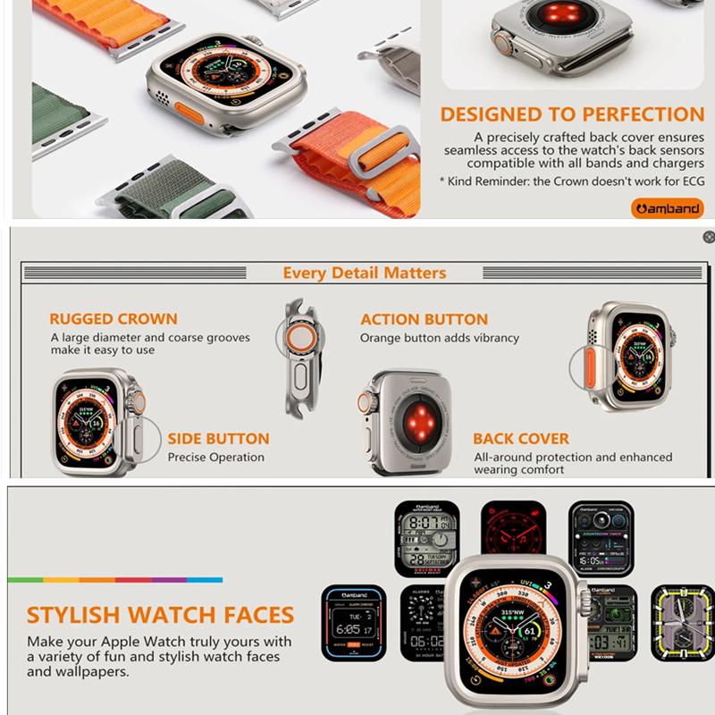 Металлический бампер для Apple Watch 46 мм 45 мм 44 мм защитная рамка для iWatch Series 10 9 8 7 6 5 SE замена на Ultra 2 49 мм