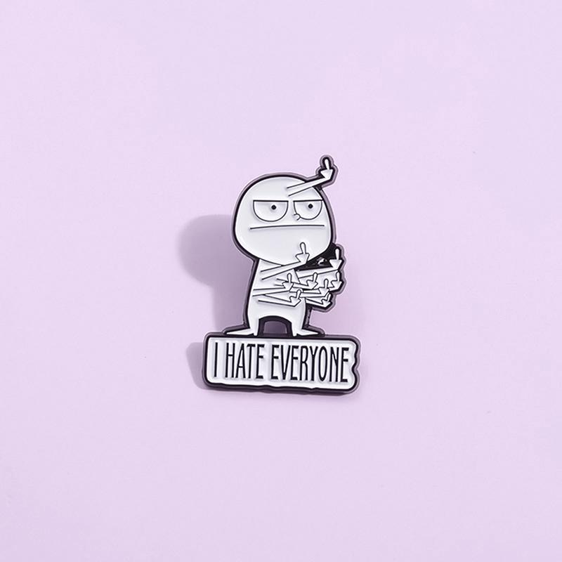 Одежда Воротник рубашки Рюкзак Декоративная булавка Ювелирные изделия Я ненавижу всех Эмалевые булавки Смешные презрительные юмористические сатирические броши