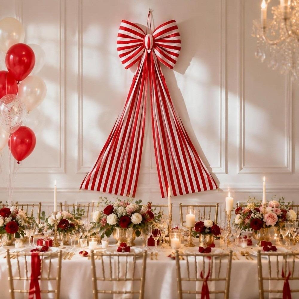 DIY Large Christmas Bow Stripe Christmas Wreaths Bow Xmas Vibe Decor Bow Holiday Arrangement