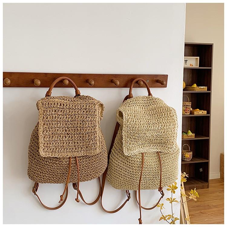 Летняя плетеная пляжная сумка-рюкзак