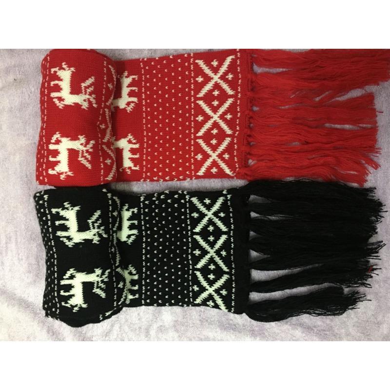 Self-produced and Self-sold Couple Wool Warm Deer Knitted Scarf Christmas Snowflake Deer Scarf Double-sided Fashion Scarf
