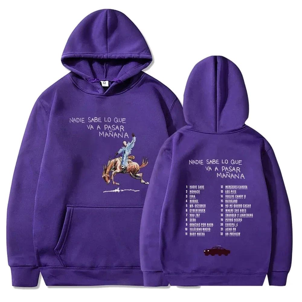 Bad Bunny Новый альбом Nadie Sabe Lo Que Va Pasar Manana Толстовки Уличные толстовки Одежда Повседневные свитера 90-е Bad Bunny Hoodie