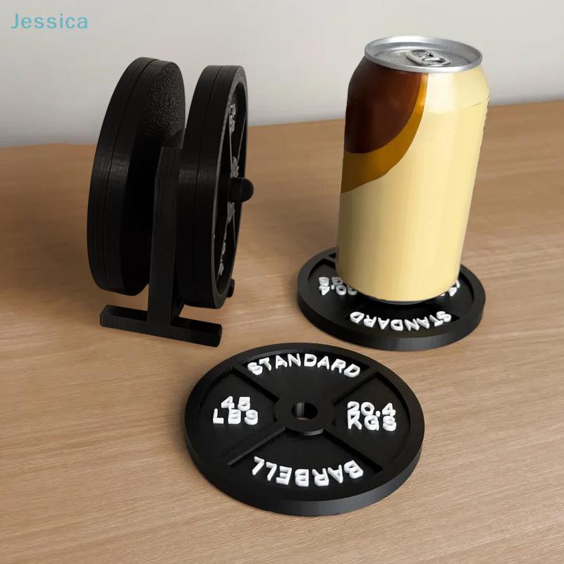 Weightlifting Equipment Design Silicone Coaster Set Round Coasters And Holdersuitable For Kitchen Table Cup Mat
