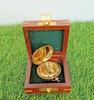 Antique Brass Compass Push Button Pocket Compass With Wooden Box Vintage Gift