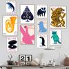 David Shrigley Tiger Penguin Whale Shell Cat Wall Art Nordic Poster Prints Canvas Painting Wall Pictures for Living Room Decor