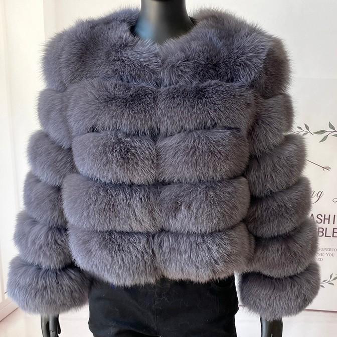 European and American new imitation fur jacket imitation fox fur jacket short women's clothing long-sleeved winter coat long-haired splicing