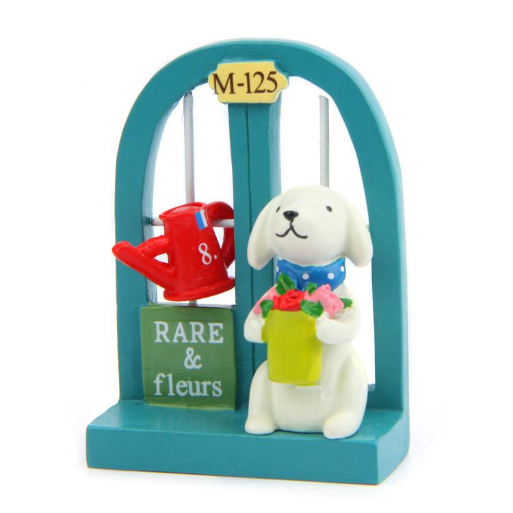 Милая мультяшная сцена с щенком и цветком на подоконнике, мини-модель, украшение для сада и декора