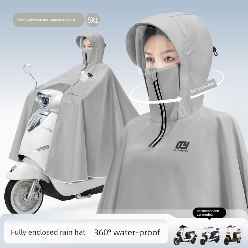 Raincoat for Electric Scooters, Women's Long Full-Body Raincoat for Heavy Rain, Motorcycle and Electric Bike Riding, Double-Person Men's Rain Poncho