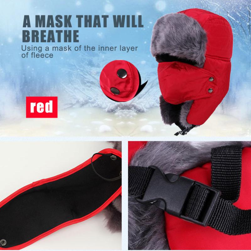 Winter Fur Hat Windproof Warm Thermal Comfortable Hat Ear Flap Mask Cap