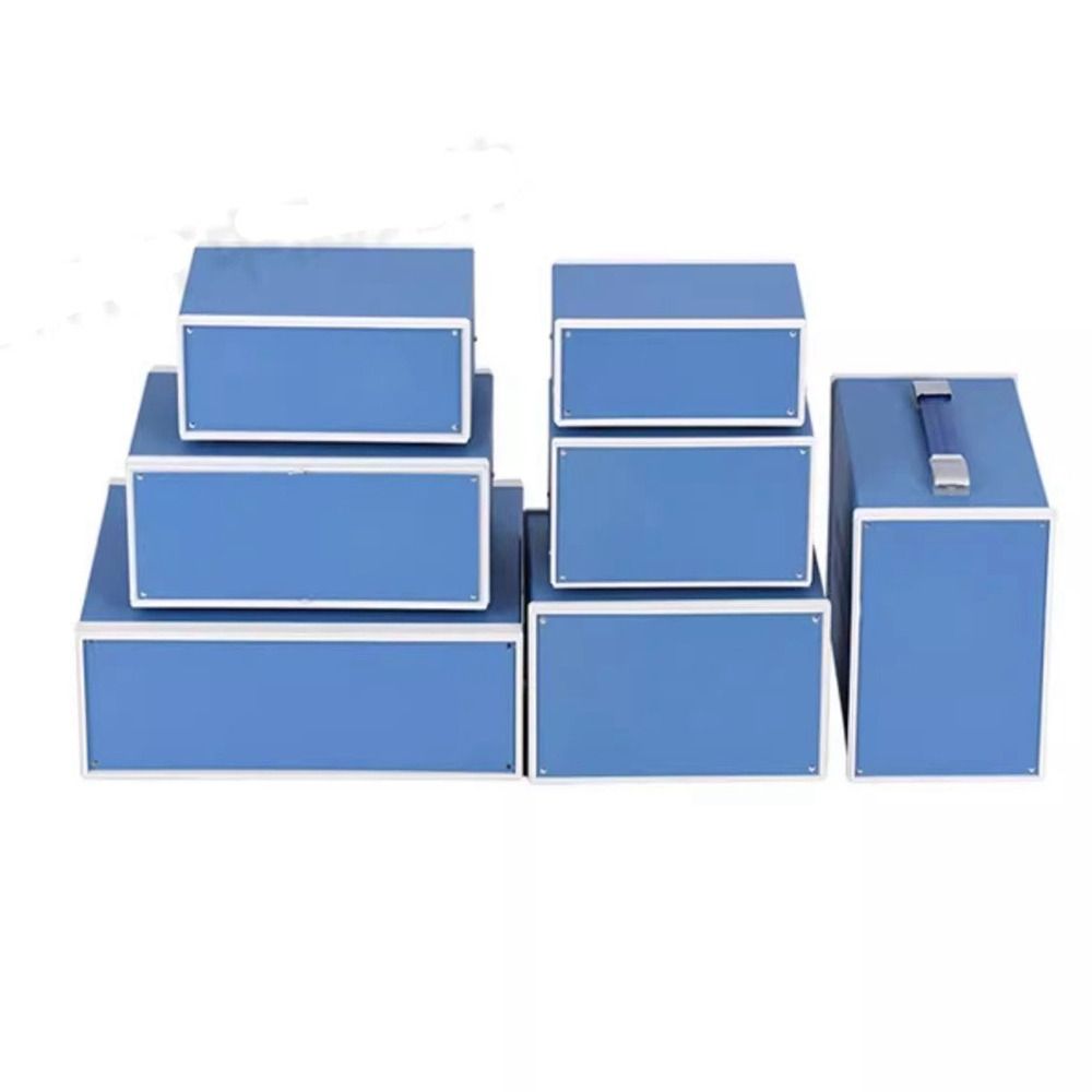 Корпус для электроники из металла, корпус сине-белого цвета, корпус для проекта, для улицы, для помещений