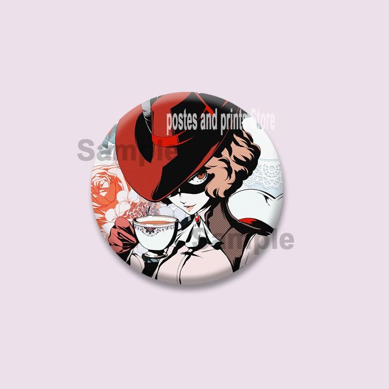 Game P-Persona 5 Round Badges Ann Takamaki Ren Amamiya Button Pins Bag Clothing Decorations Brooch Collectibles Jewelry Gifts