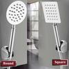 Handheld Stainless Steel Booster Shower Head Silicone Water Outlet Round Square Bathroom Shower Head Set