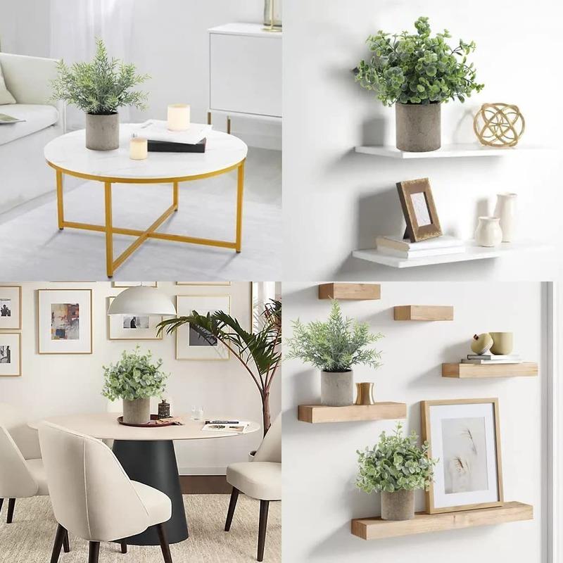 Set of 3 Faux Rosemary Plant Fake Plants Mini Potted Artificial Plants Small Artificial Eucalyptus Plants for Home Office Desk Greenery Decoration