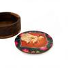 Decorative Wooden Round Storage Box | Illustrated Lid Jewellery & Trinket Organizer, Keepsake Box Gift