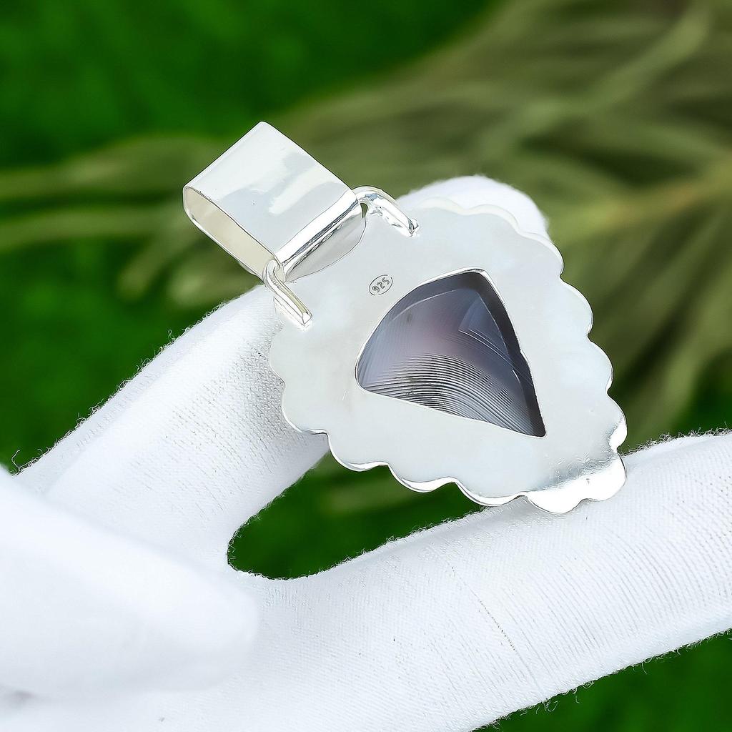 Подарок для женщин Подвеска Серебро 925 пробы Натуральный Ботсванский агат Драгоценный камень