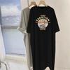Платье большого размера для женщин, модный бренд, с короткими рукавами, летняя свободная хлопковая футболка, юбка выше колена, темперамент для полных девушек, тонкое длинное платье