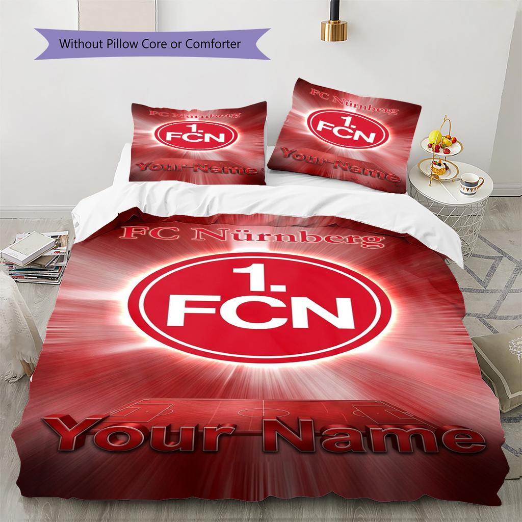 Постельное белье с индивидуальным именем и логотипом 1. FC Nürnberg: пододеяльник, наволочка. Домашний декор. Подарок (1 пододеяльник + 2 наволочки, без наполнителя)