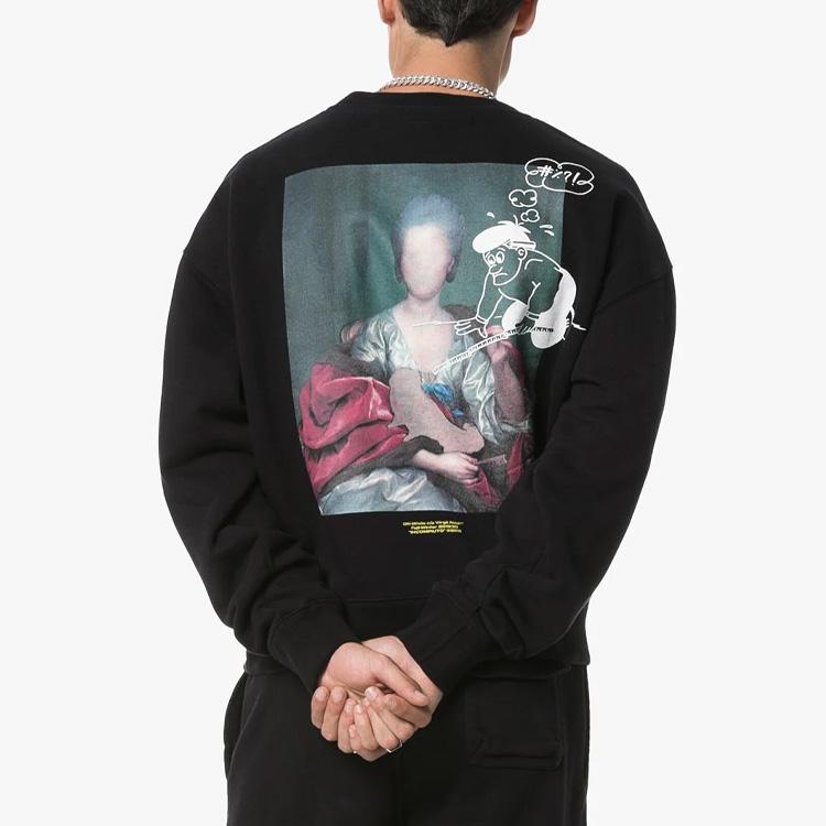 Off-White Топы мужские Diag Mariana De Silva Over Crewneck черные многоцветные OMBA035E19E300051088