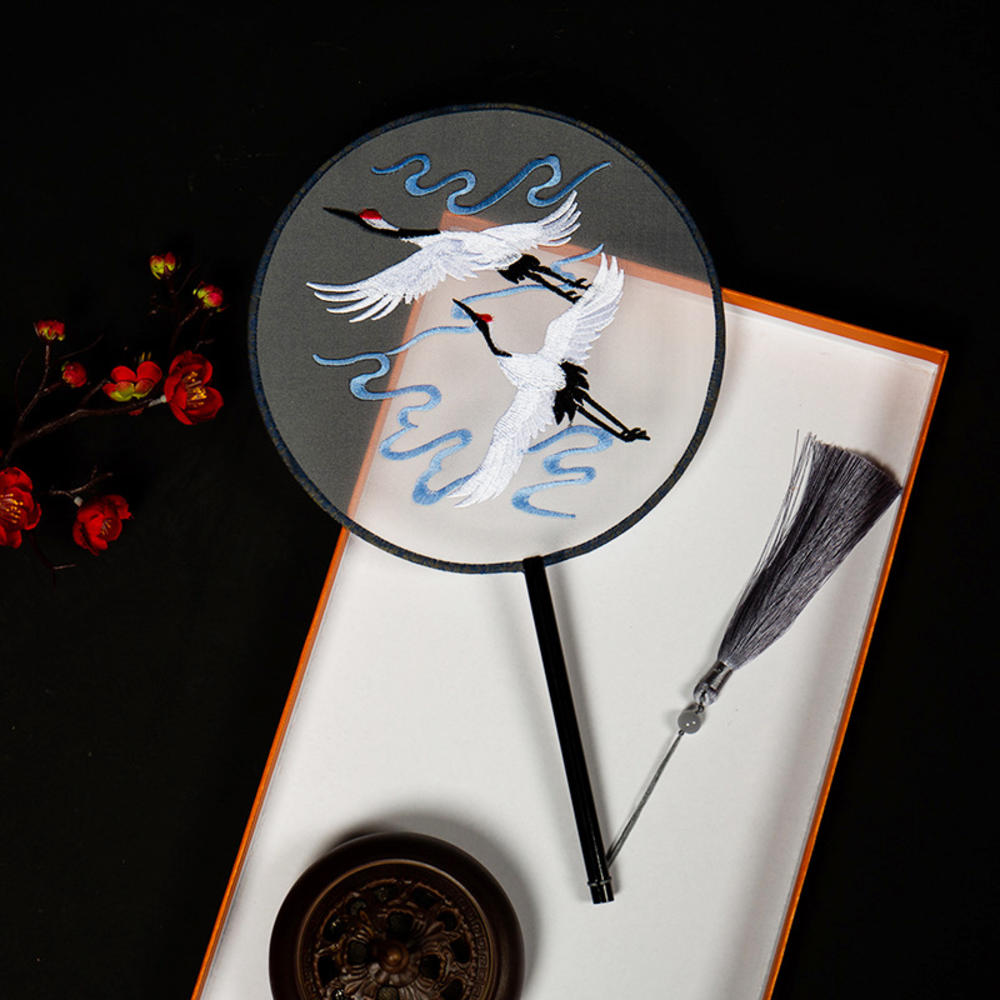 Китайский веер оптом полупрозрачный длинный веер с кисточками для танцев женский костюм ханьфу чонсам вышивка маленький круглый веер