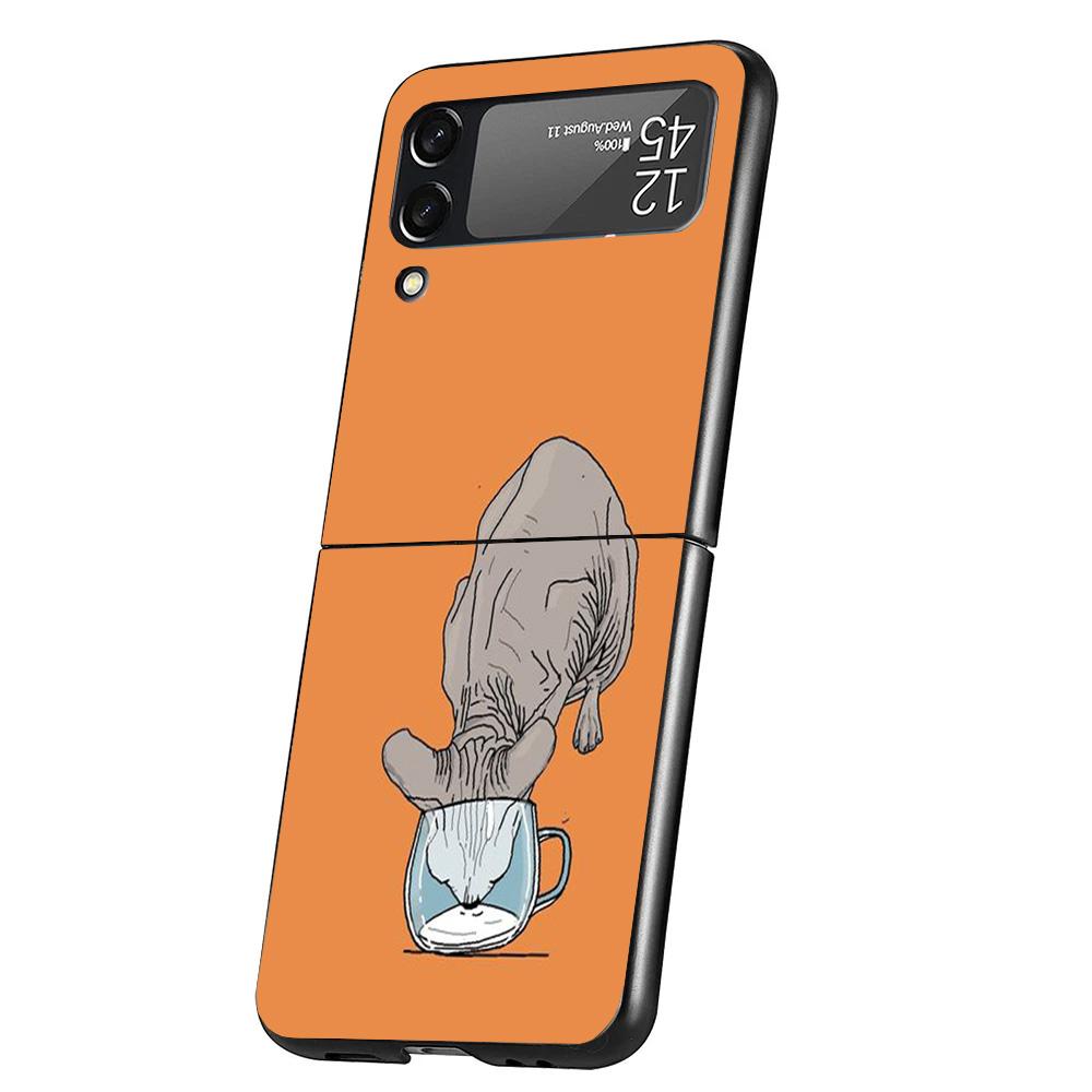 Lavaza Чехол для телефона Сфинкс Кошка Сфинкс Для Samsung Galaxy Z Flip 7 6 5 4 3 5G Flip7 Flip6 Flip5 Flip4 Flip3 Черный Fundas Shel