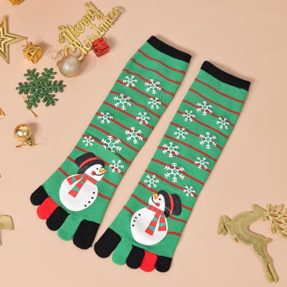 Winter Warm Christmas Toe Socks Cartoon Printed Leg Warmer High Socks Women Boot Sock  Xmas Party