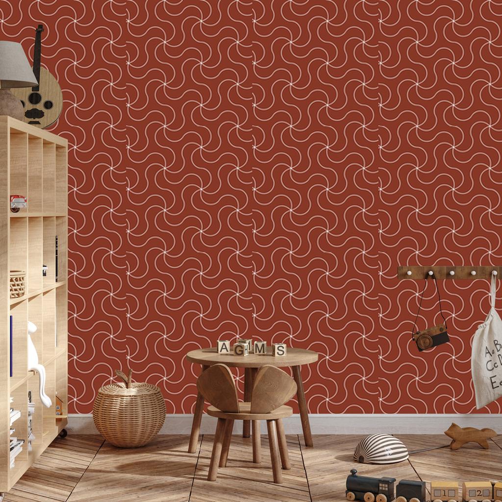 Red Geometric Pattern Wallpaper for Living Room and Bedroom 50x1000