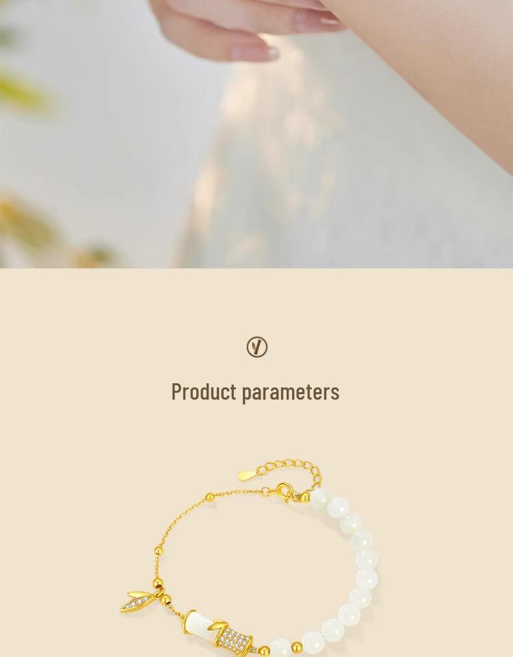 Бамбук Нефрит Хэтянь Стерлинговое Серебро Браслет для Женщин – Элегантный Браслет из Бусин Рождественский Подарок