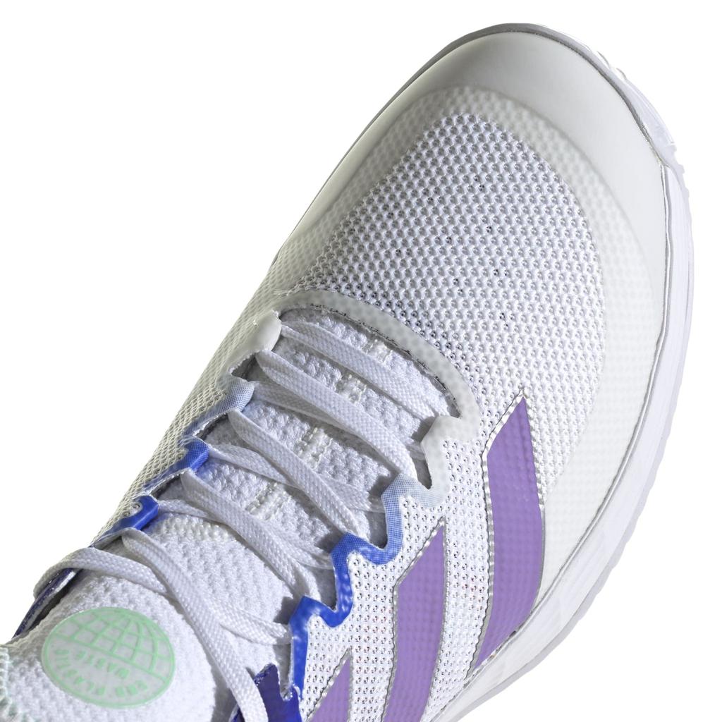 Теннисные туфли Adizero Ubersonic 4 Tennis LRI80 Footwear Metallic cm [Adidas] женские белые/фиолетовые Fusion/серебристые (HQ8390) +23,5